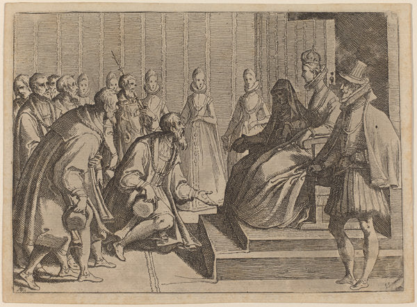 Margaret of Austria Giving Audience to a Nobleman by Raffaello Schiaminossi (Italian, c. 1529 - probably 1622), 16X12"(A3)Poster Print