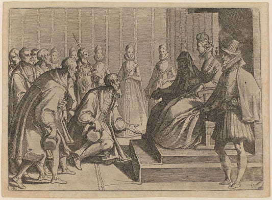 Margaret of Austria Giving Audience to a Nobleman by Raffaello Schiaminossi (Italian, c. 1529 - probably 1622), 16X12"(A3)Poster Print