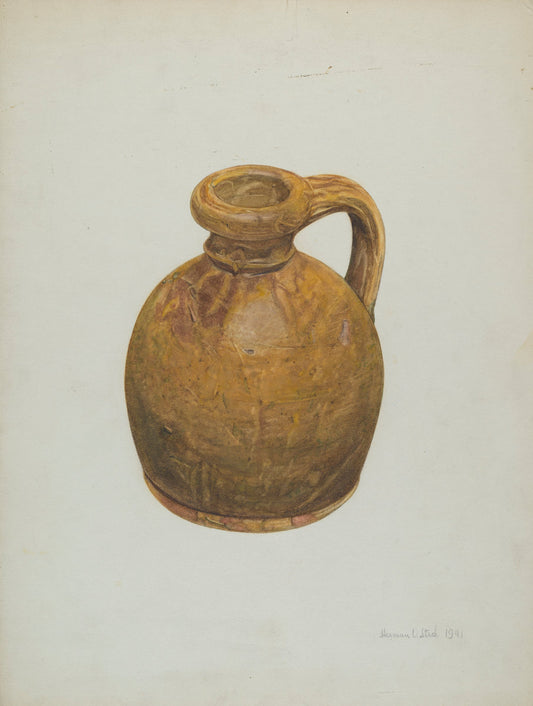 Yellow Stoneware Jug by Herman O. Stroh (American, active c. 1935), 16X12"(A3)Poster Print