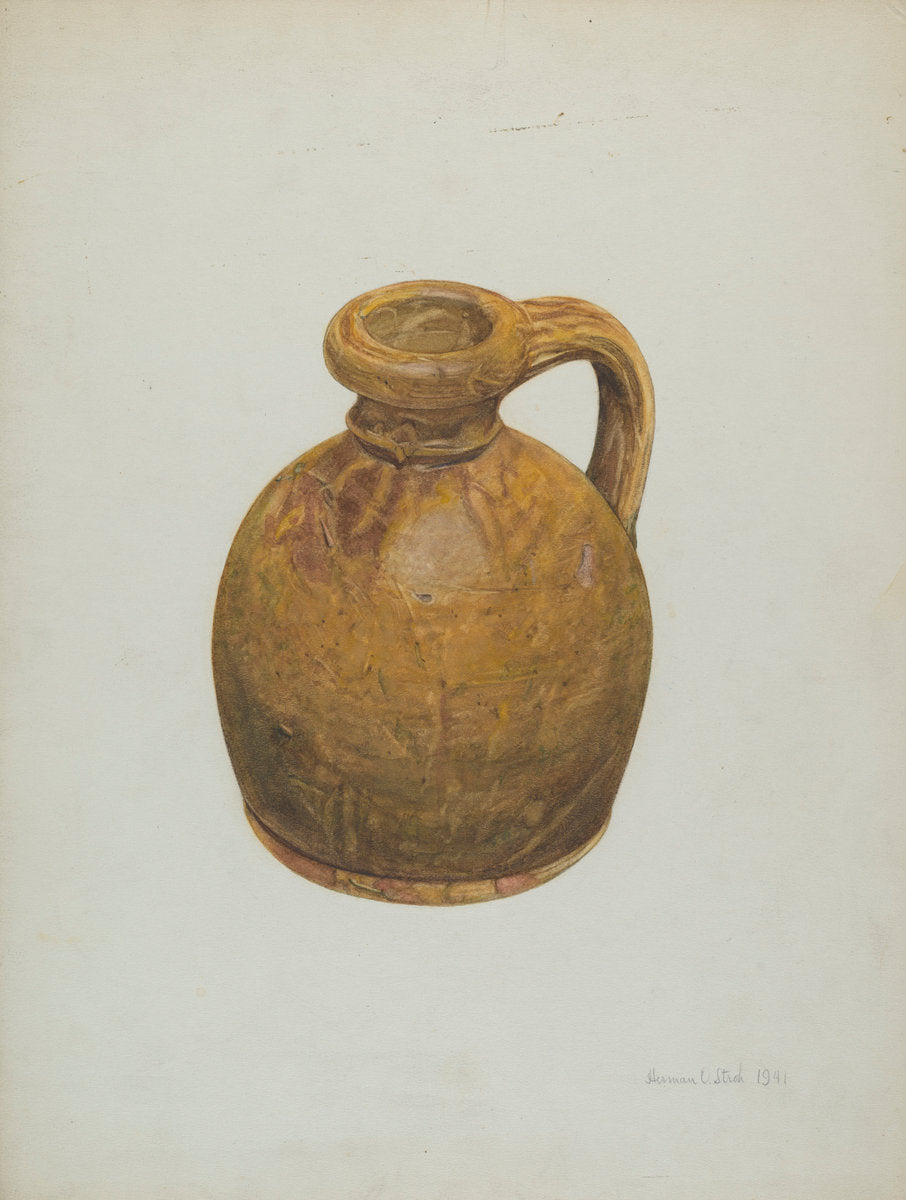 Yellow Stoneware Jug by Herman O. Stroh (American, active c. 1935), 16X12"(A3)Poster Print