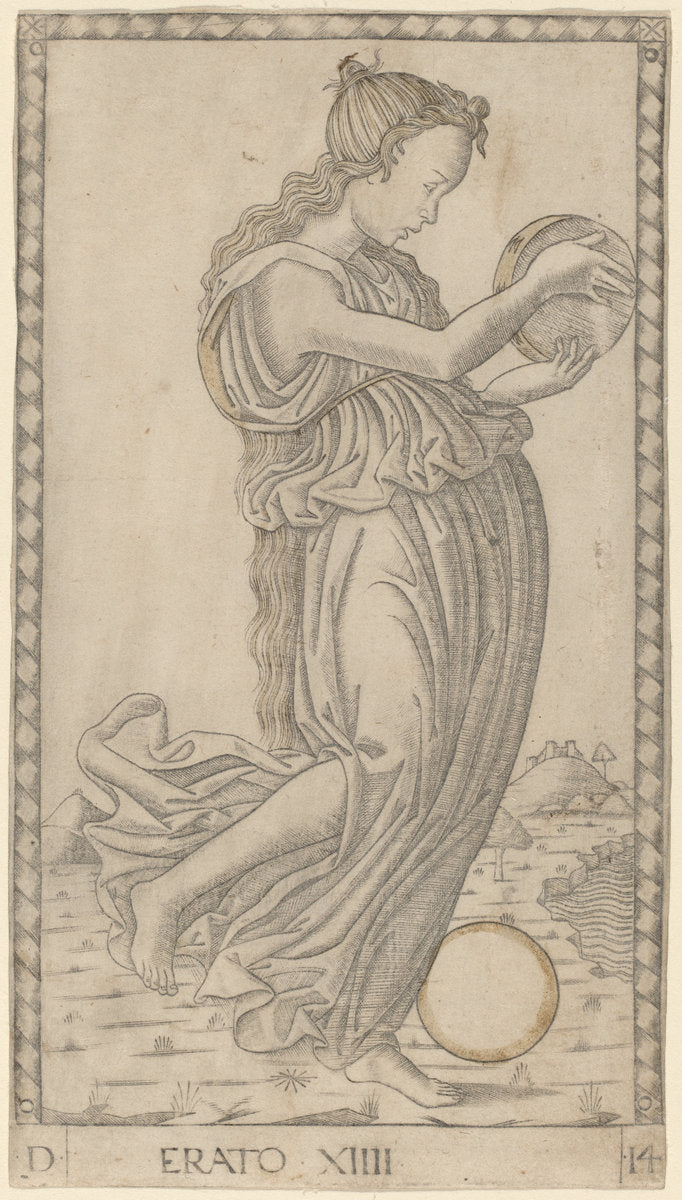 Erato by Master of the E-Series Tarocchi (Italian, active c. 1465), 16X12"(A3)Poster Print