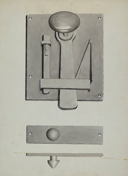 Combination Latch/Lock by James M. Lawson (American, active c. 1935), 16X12"(A3)Poster Print