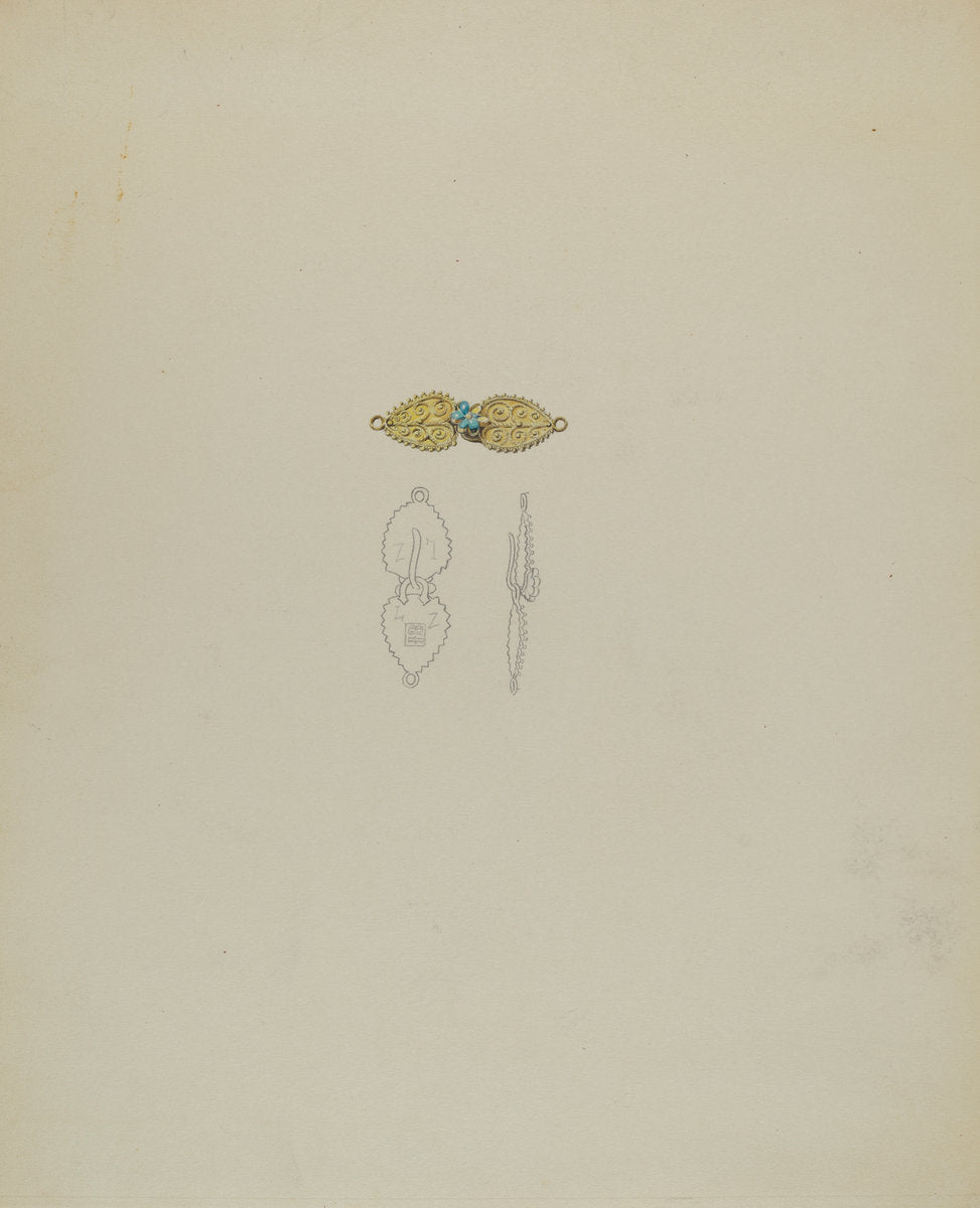 Clasp for Necklace by Doris Beer (American, active c. 1935), 16X12"(A3)Poster Print