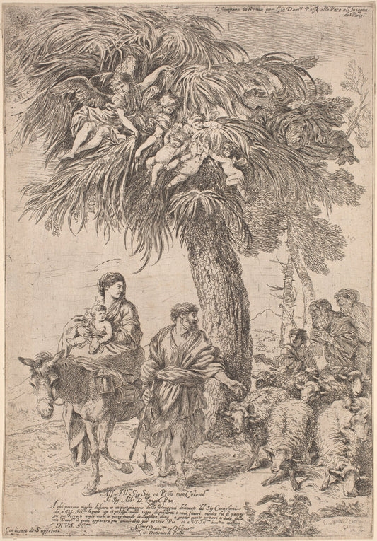 The Flight into Egypt by Giovanni Benedetto Castiglione (Italian, 1609 or before - 1664), 16X12"(A3)Poster Print