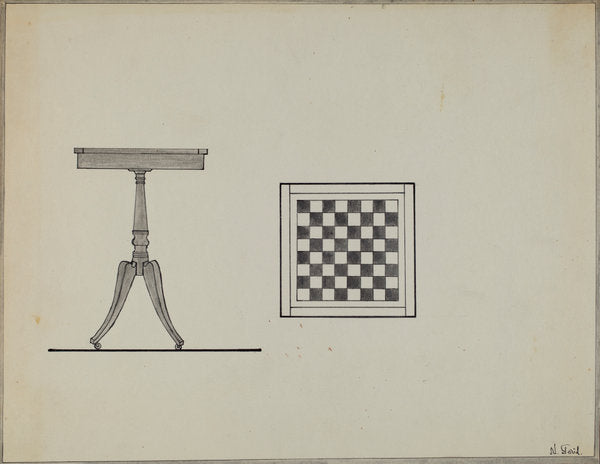 Checkerboard Table by Nicholas Gorid (American, active c. 1935), 16X12"(A3)Poster Print