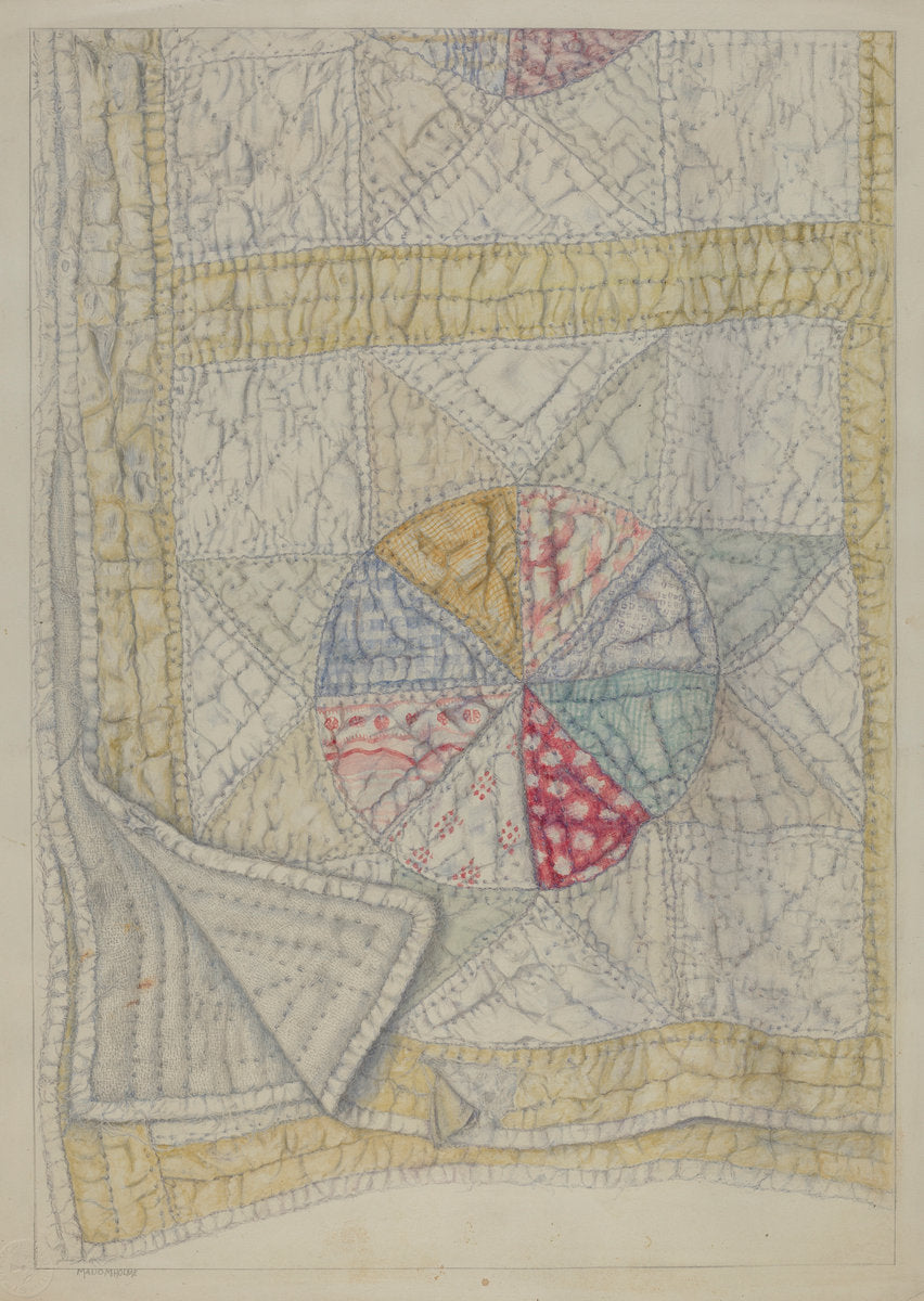 Pieced Quilt - "Star Pattern" by Maud M. Holme (American, active c. 1935), 16X12"(A3)Poster Print