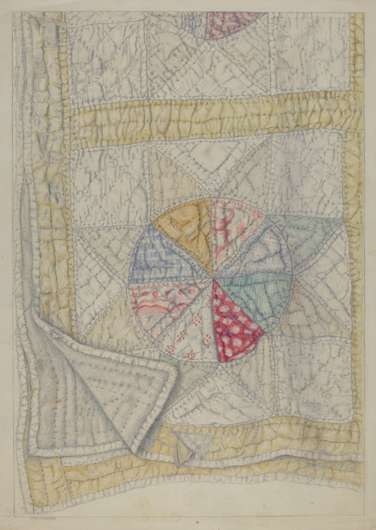 Pieced Quilt - "Star Pattern" by Maud M. Holme (American, active c. 1935), 16X12"(A3)Poster Print