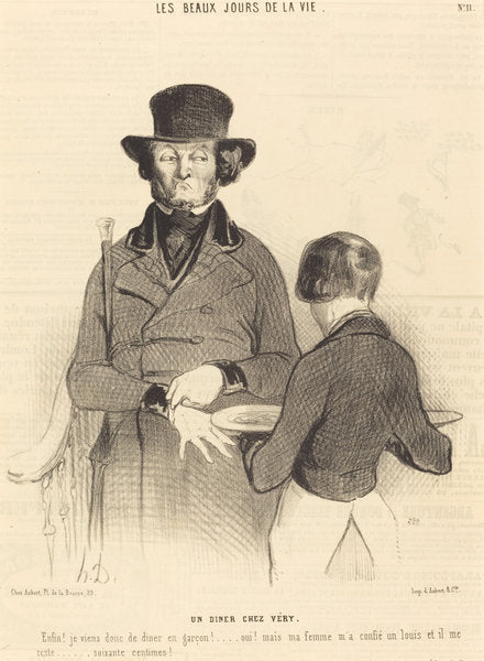 Un Diner chez Véry by Honoré Daumier (French, 1808 - 1879), 16X12"(A3)Poster Print