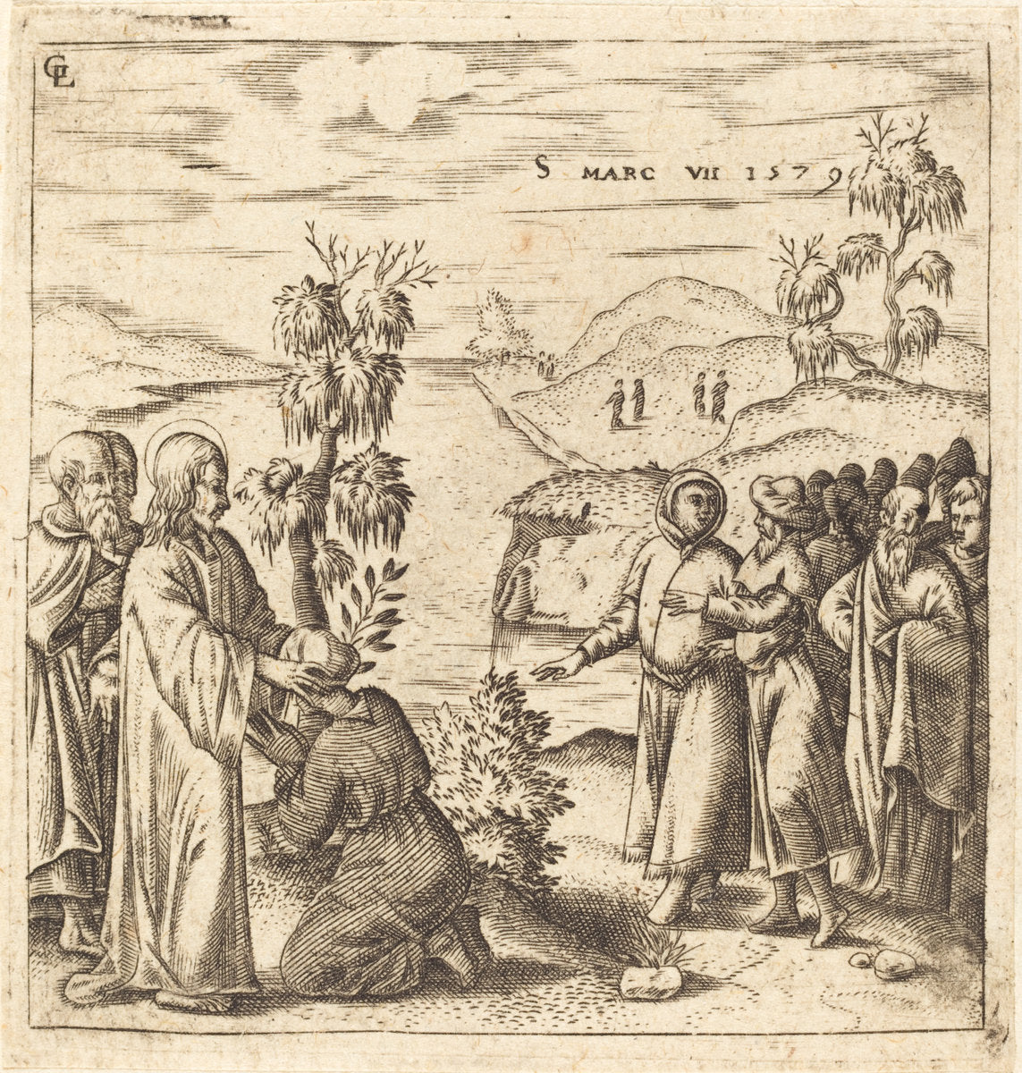Christ Healing a Deaf Man by Léonard Gaultier (French, 1561 - 1641), 16X12"(A3)Poster Print
