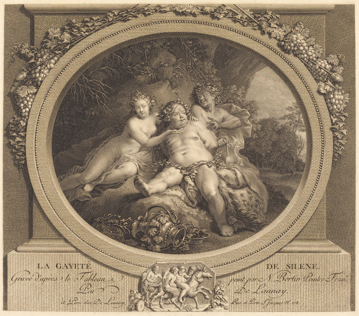 La Gaieté de Silène by Nicolas Delaunay after Nicolas Bertin (French, 1739 - 1792), 16X12"(A3)Poster Print