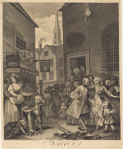 Noon by William Hogarth (English, 1697 - 1764), 16X12"(A3)Poster Print