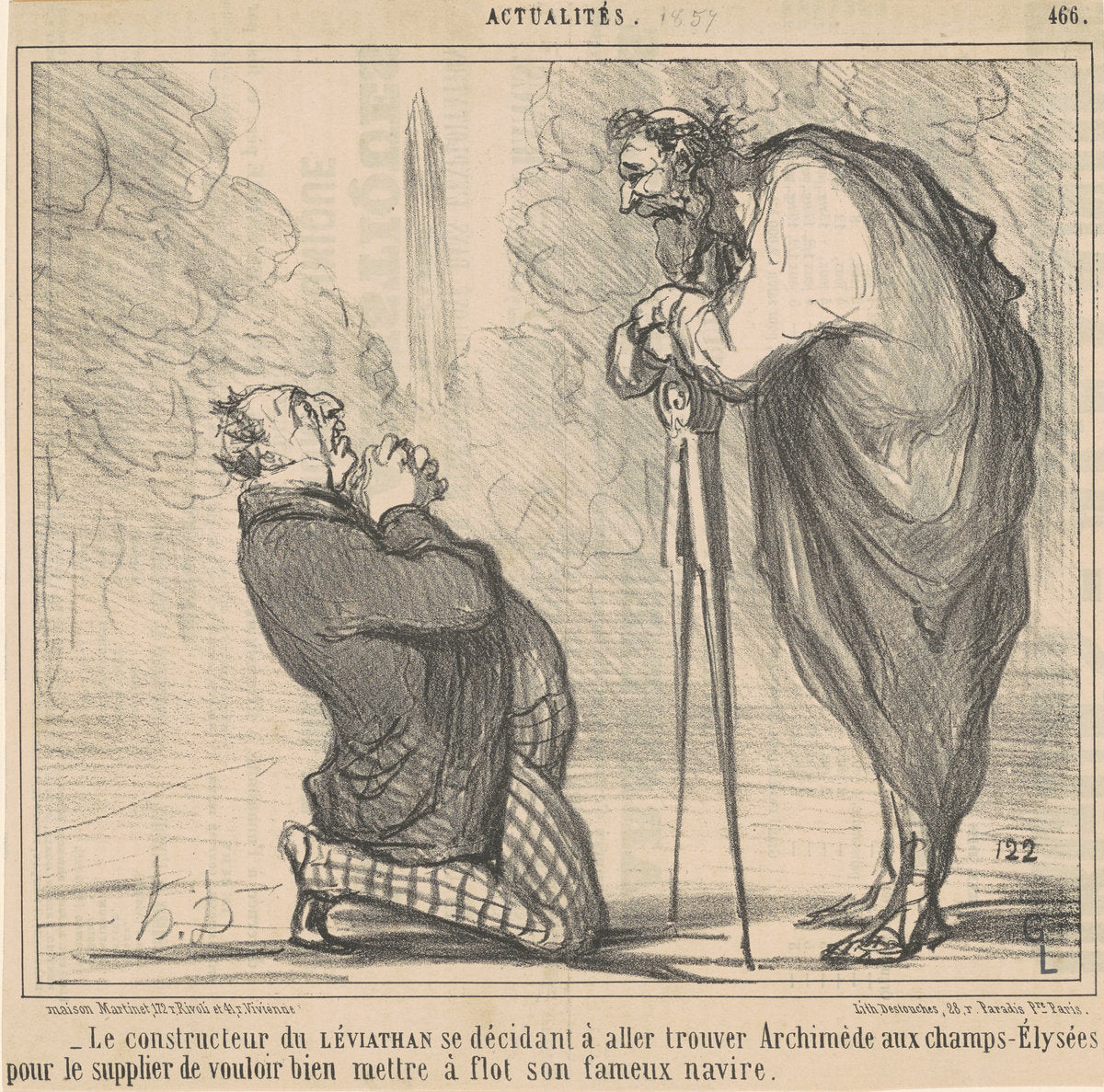 Le constructeur du Léviathan se décidant ... by Honoré Daumier (French, 1808 - 1879), 16X12"(A3)Poster Print