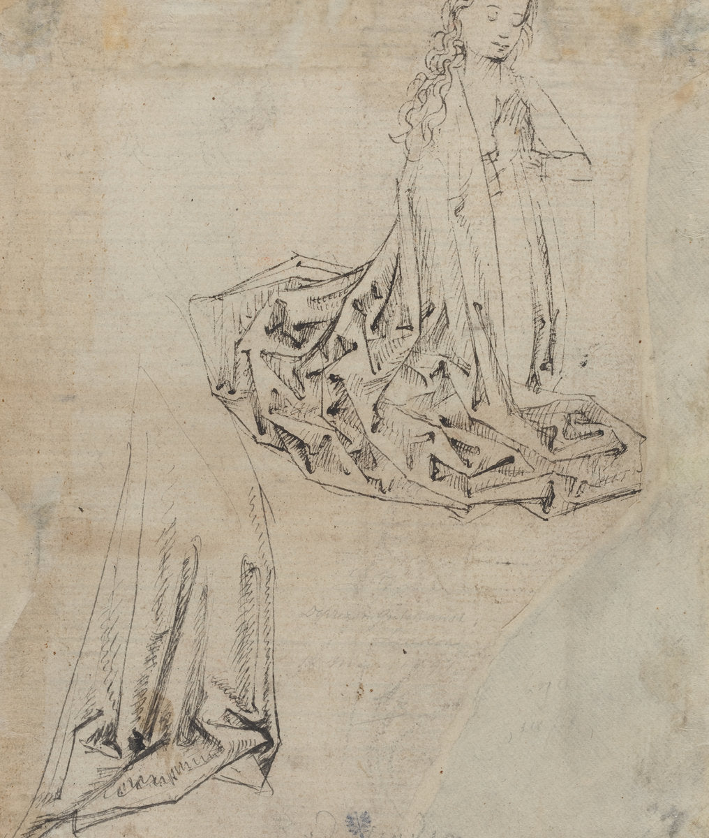 c. 1490 by Master of the Drapery Studies (Female Figure Kneeling in Prayer [verso]), 16X12"(A3)Poster Print