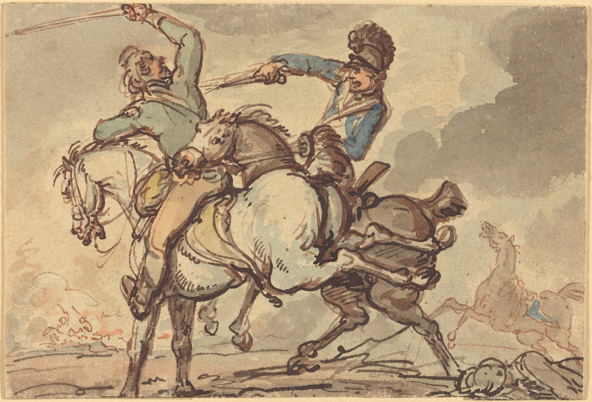 Cavalry Skirmish by Thomas Rowlandson (British, 1756 - 1827), 16X12"(A3)Poster Print