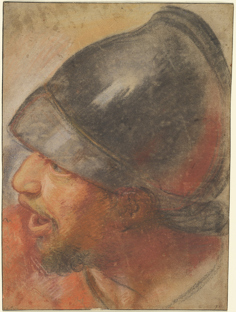 Head of a Macedonian Soldier by Atelier Assistant of Charles Le Brun (French, 1619 - 1690), 16X12"(A3)Poster Print