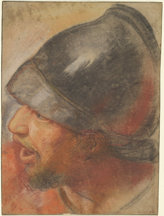 Head of a Macedonian Soldier by Atelier Assistant of Charles Le Brun (French, 1619 - 1690), 16X12"(A3)Poster Print
