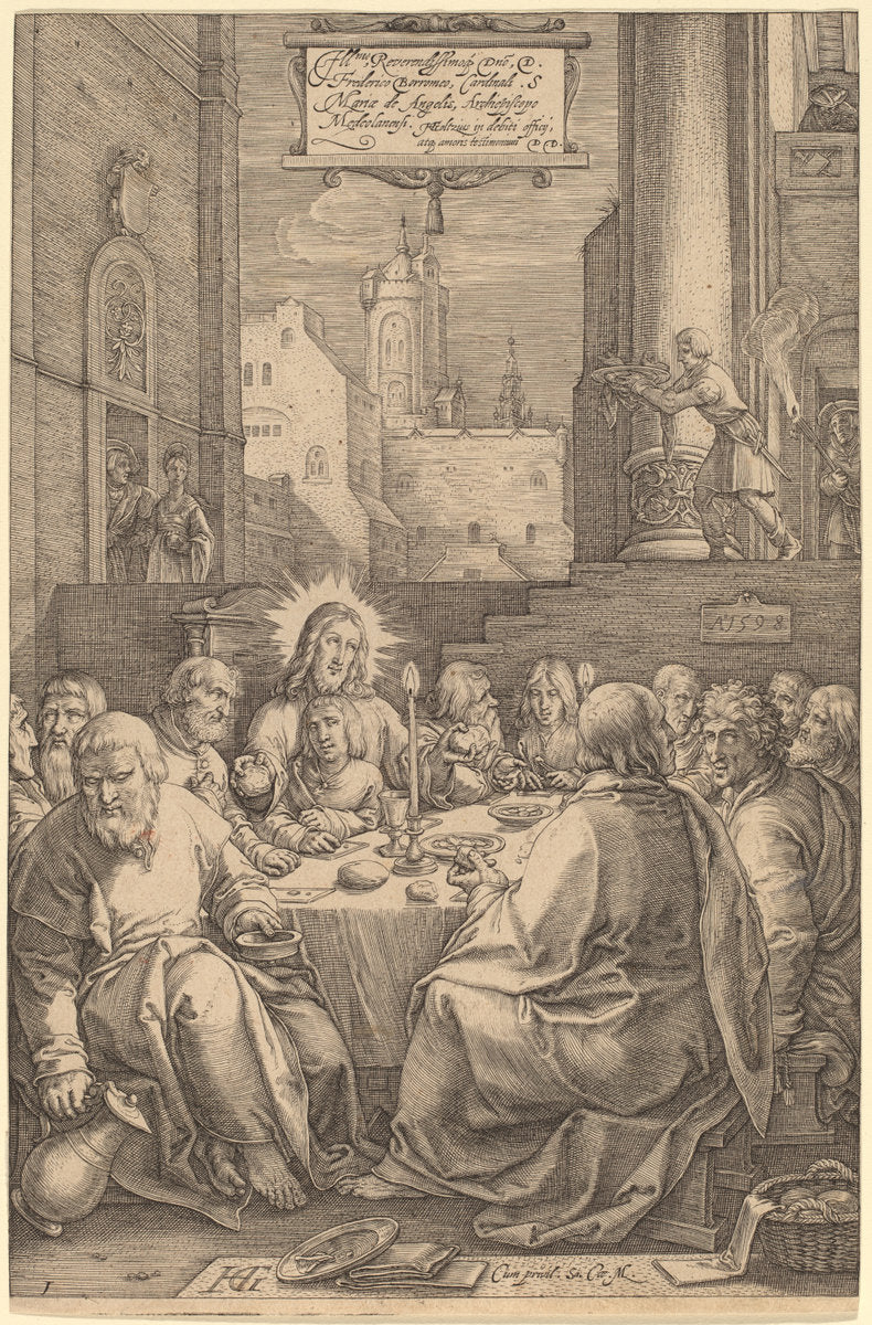 The Last Supper by Hendrik Goltzius (Dutch, 1558 - 1617), 16X12"(A3)Poster Print
