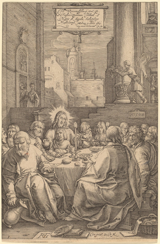 The Last Supper by Hendrik Goltzius (Dutch, 1558 - 1617), 16X12"(A3)Poster Print
