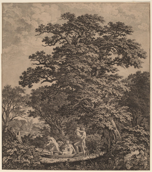 Landscape with Nudes Boarding a Boat by Carl Wilhelm Kolbe (German, 1759 - 1835), 16X12"(A3)Poster Print