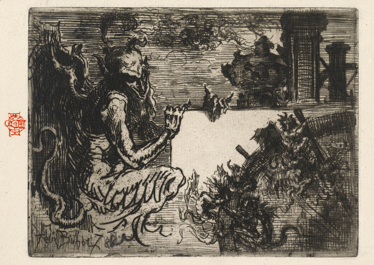 The Demon Printer by Félix-Hilaire Buhot (French, 1847 - 1898), 16X12"(A3)Poster Print