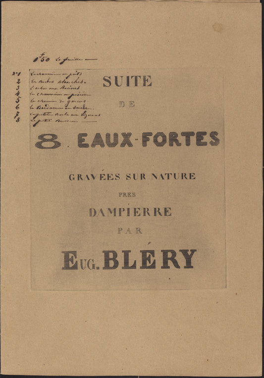 8 Eaux-Fortes Gravées sur Nature by Eugène Bléry (French, 1805 - 1887), 16X12"(A3)Poster Print