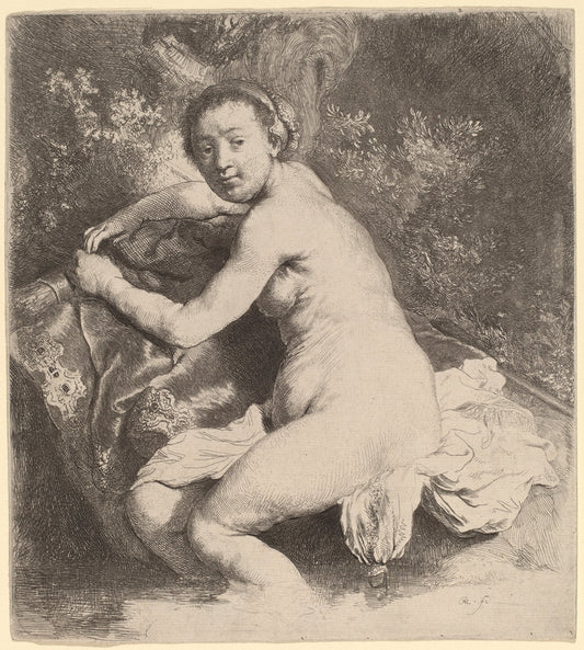 Diana at the Bath by Rembrandt van Rijn (Dutch, 1606 - 1669), 16X12"(A3)Poster Print