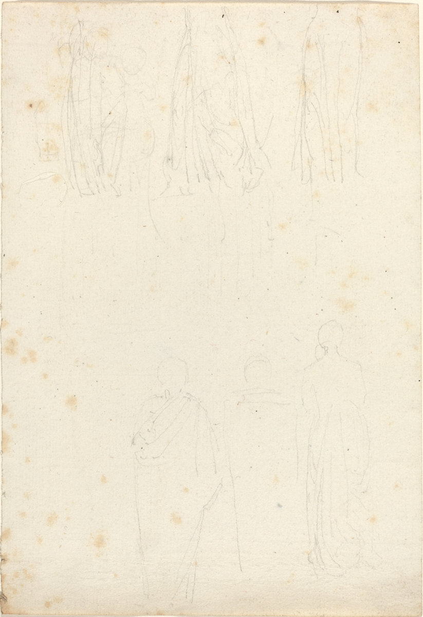 Sheet of Studies of Cloaked Figures by John Flaxman (British, 1755 - 1826), 16X12"(A3)Poster Print