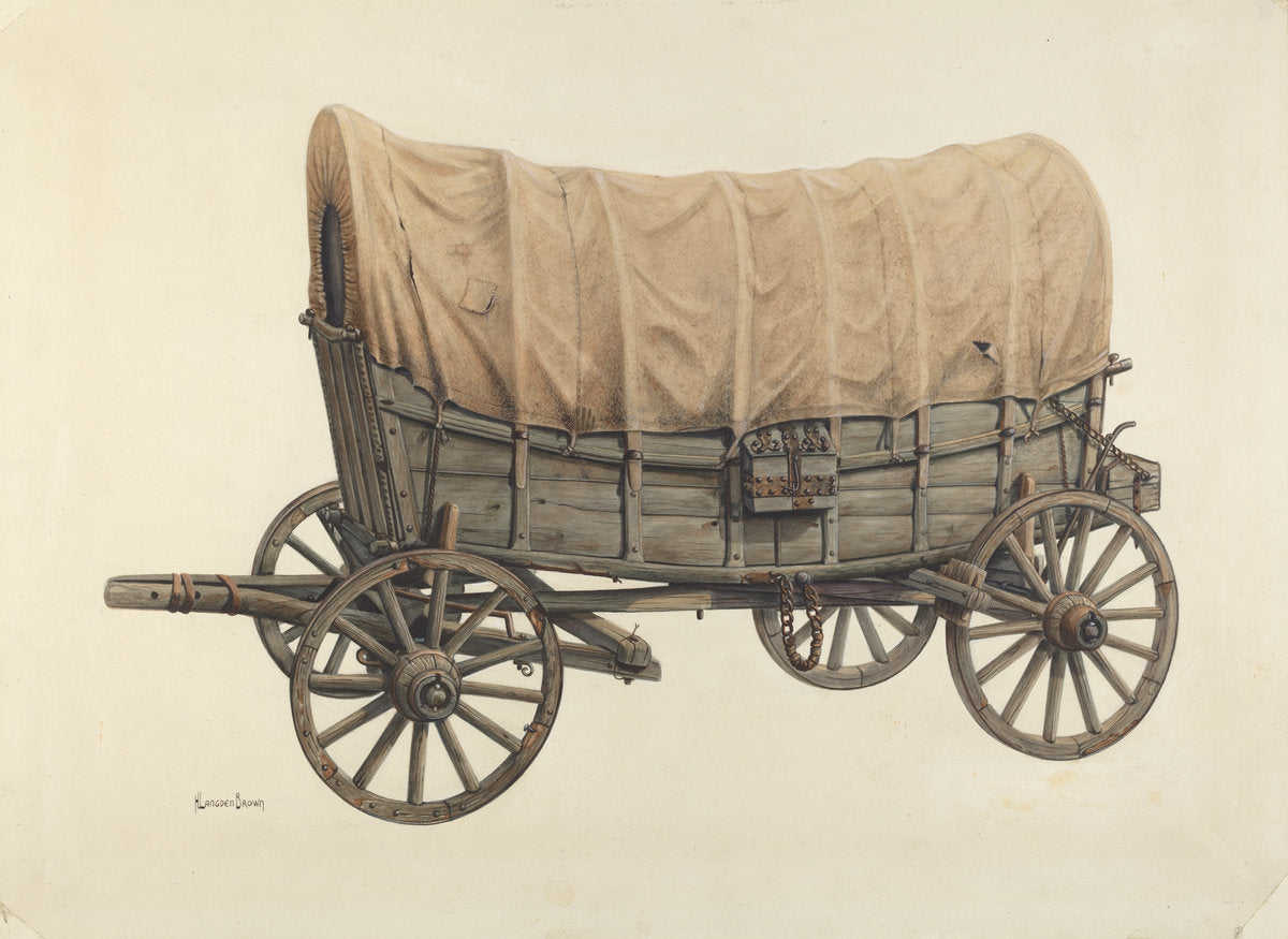Conestoga Wagon by H. Langden Brown (American, active c. 1935), 16X12"(A3)Poster Print