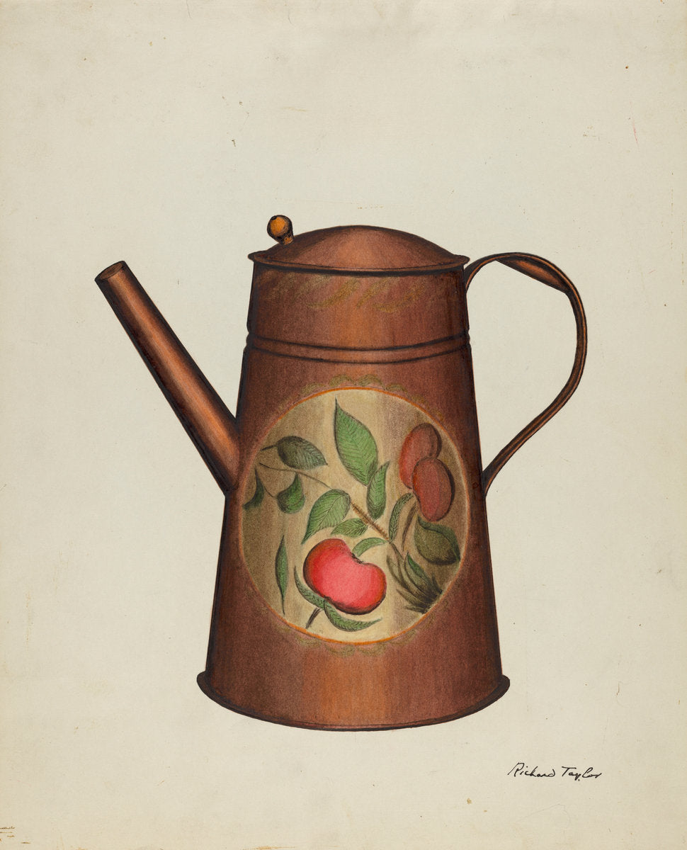 Toleware Coffee Pot by Richard Taylor (American, active c. 1935), 16X12"(A3)Poster Print