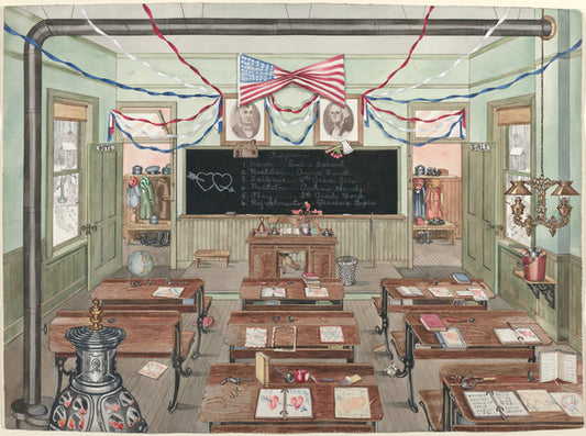 Rural School Room, 1900 by Perkins Harnly (American, 1901 - 1986), 16X12"(A3)Poster Print