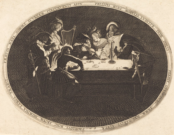 etching by after Jacques Callot (The Card Players), 16X12"(A3)Poster Print