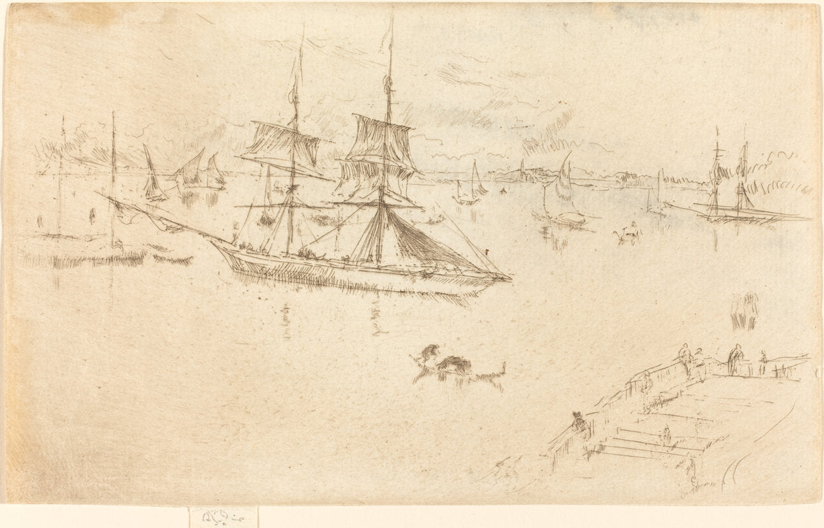 Lagoon: Noon by James McNeill Whistler (American, 1834 - 1903), 16X12"(A3)Poster Print