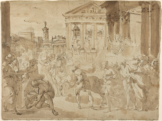 A Triumphal Procession in Ancient Rome by Gaetano Gandolfi (Bolognese, 1734 - 1802), 16X12"(A3)Poster Print