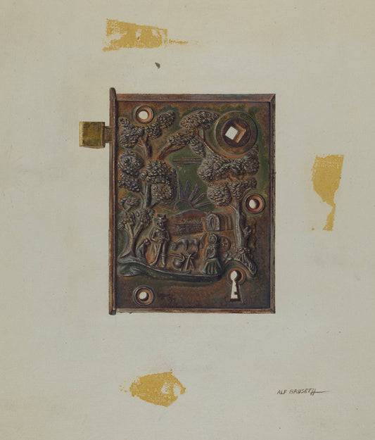 Door Lock by Alf Bruseth (American, active c. 1935), 16X12"(A3)Poster Print