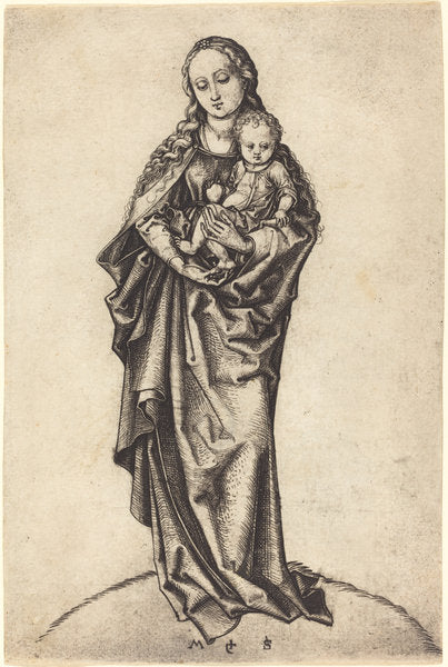 Virgin and Child with the Apple by Martin Schongauer (German, c. 1450 - 1491), 16X12"(A3)Poster Print