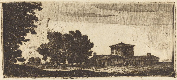 Trees with a Low Building by John Clerk, of Eldin (Scottish, 1728 - 1812), 16X12"(A3)Poster Print
