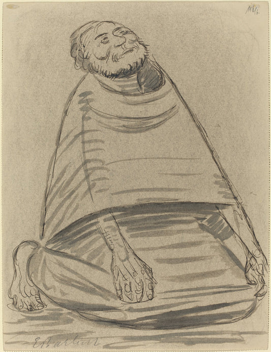 Man Kneeling by Ernst Barlach (German, 1870 - 1938), 16X12"(A3)Poster Print