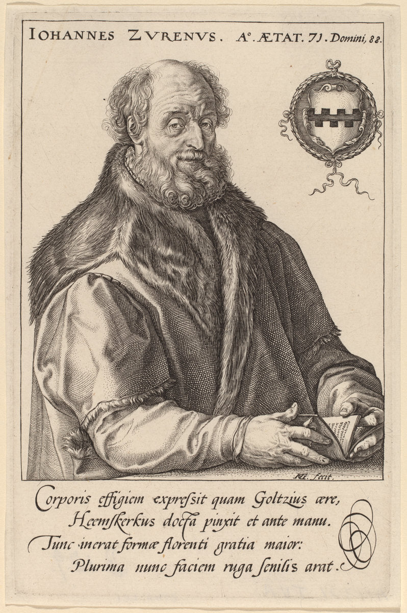 Johannes Zurenus (Jan van Suren) by Hendrik Goltzius after Maerten van Heemskerck (Dutch, 1558 - 1617), 16X12"(A3)Poster Print