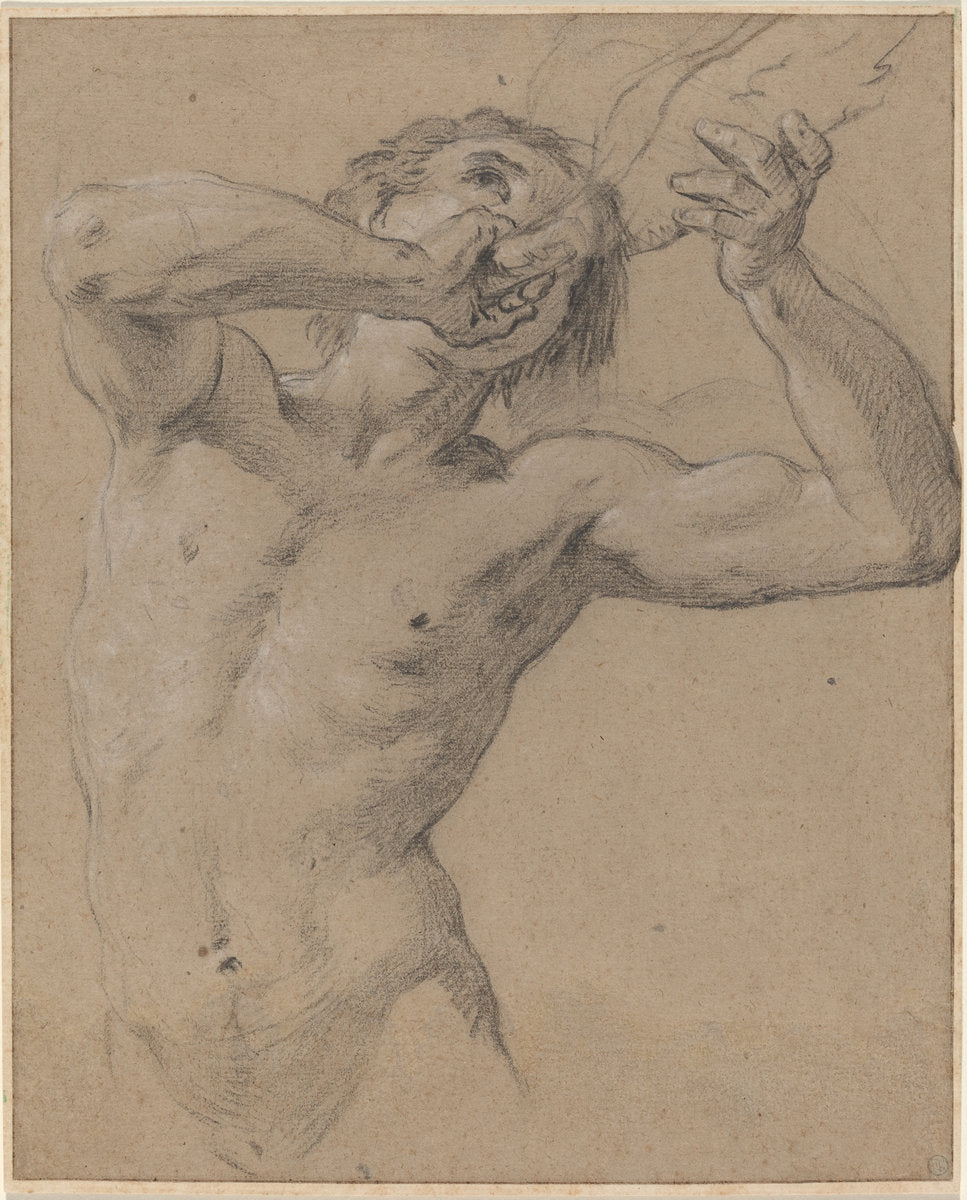 A Triton Blowing a Conch Shell by Jean-Baptiste Nattier (French, 1678 - 1726), 16X12"(A3)Poster Print