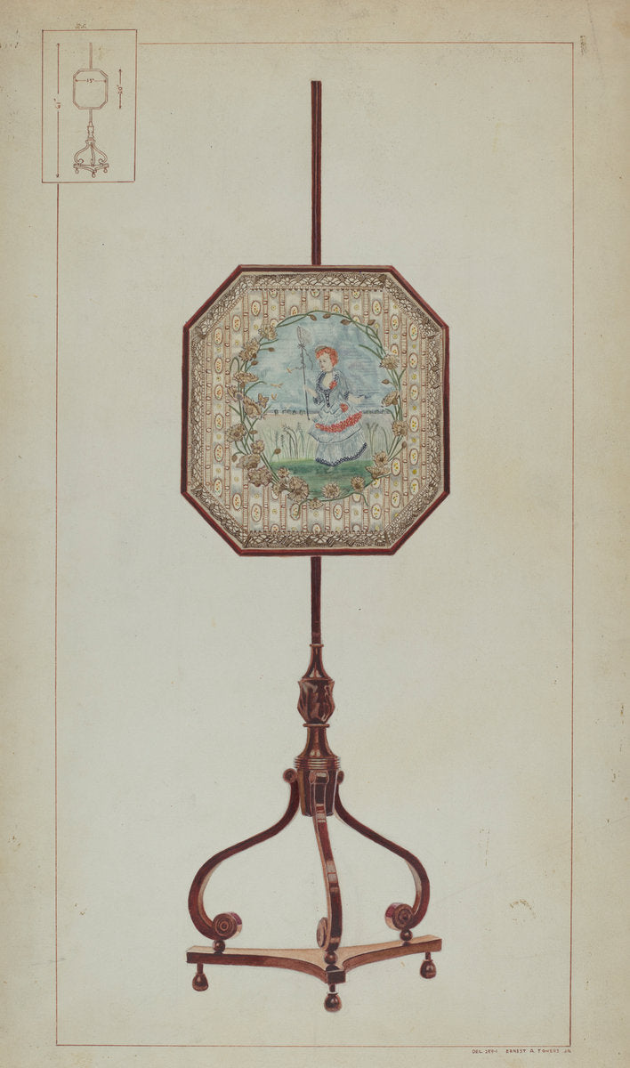 Embroidered Fire Screen by Ernest A. Towers, Jr. (American, active c. 1935), 16X12"(A3)Poster Print