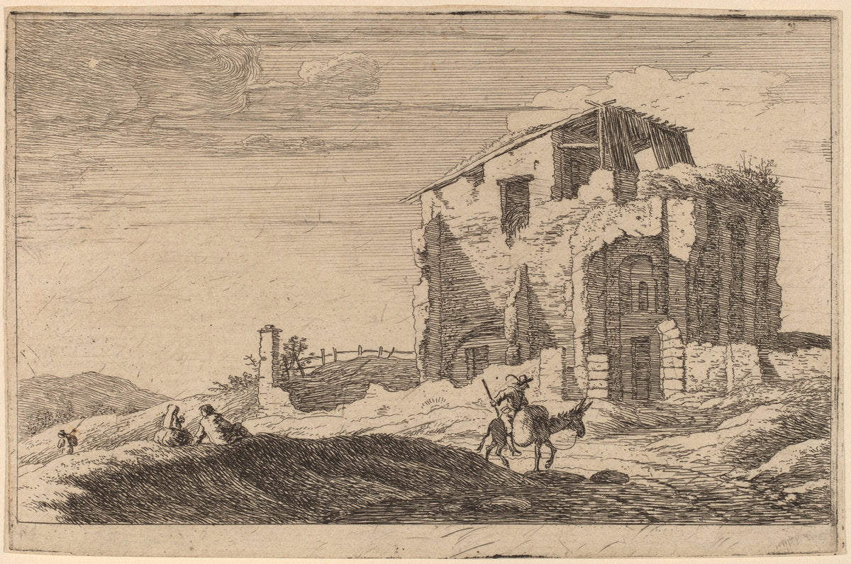 View of a Ruined Building by Herman van Swanevelt (Dutch, c. 1600 - 1655), 16X12"(A3)Poster Print