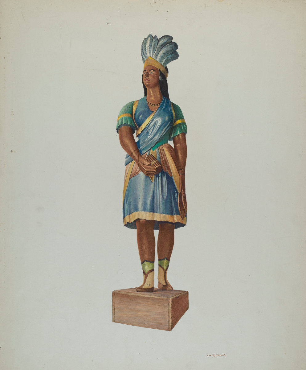Cigar Store Indian by Robert W.R. Taylor (American, active c. 1935), 16X12"(A3)Poster Print