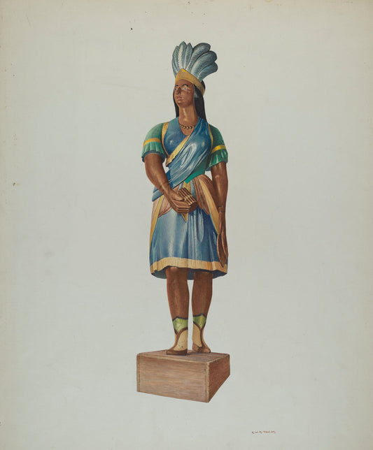 Cigar Store Indian by Robert W.R. Taylor (American, active c. 1935), 16X12"(A3)Poster Print