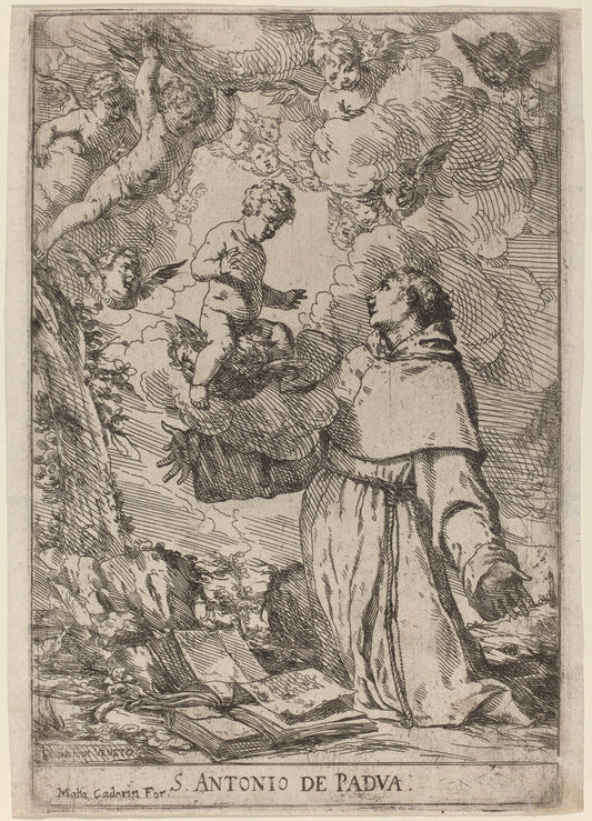 Saint Anthony of Padua by Giulio Carpioni (Italian, c. 1613 - 1678), 16X12"(A3)Poster Print