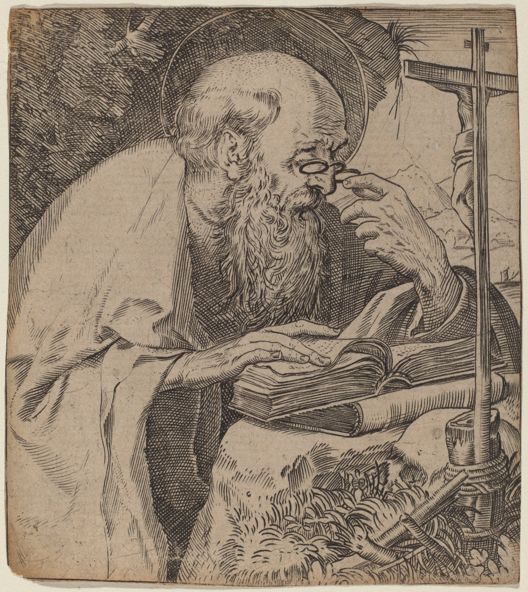 Saint Jerome by Annibale Carracci (Italian, 1560 - 1609), 16X12"(A3)Poster Print