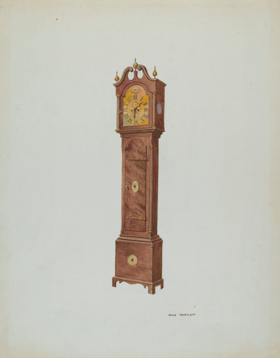 Grandfather Clock, Angular View by Dana Bartlett (American, 1882 - 1957), 16X12"(A3)Poster Print