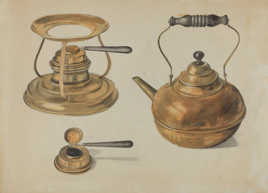 Burner and Kettle by Edith Magnette (American, active c. 1935), 16X12"(A3)Poster Print