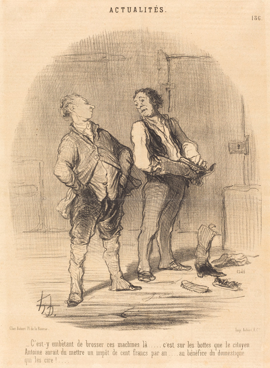 C'est-y embêtant de brosser ces machines là... by Honoré Daumier (French, 1808 - 1879), 16X12"(A3)Poster Print