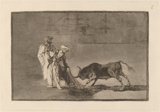 Los Moros hacen otro capeo en plaza con su albornoz (The Moors Make a Different Play in the Ring Calling the Bull with Their Burnous) by Francisco de Goya (Spanish, 1746 - 1828), 16X12"(A3)Poster Print
