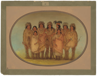 Nine Ojibbeway Indians in London by George Catlin (American, 1796 - 1872), 16X12"(A3)Poster Print